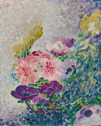 Henri-Edmond Cross - Bouquet of poppies and chrysanthemums (1905)
