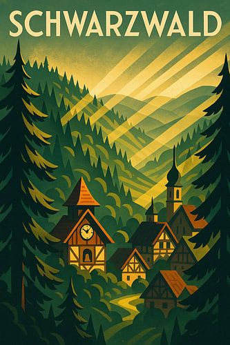 Schwarzwald Art Deco Poster – Black Forest Wall Art
