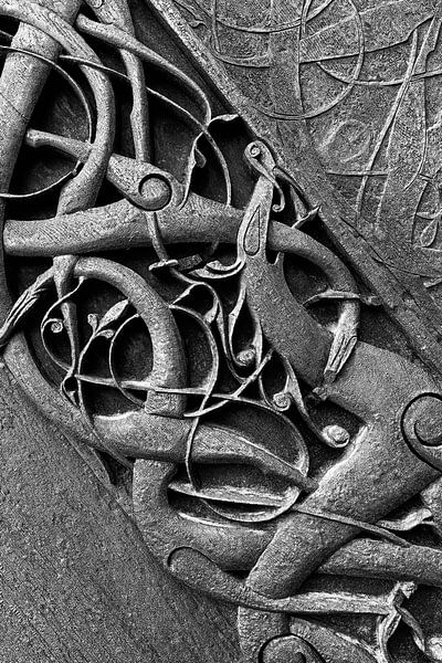 Wood carving of a stave church in Norway by Bas Meelker