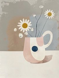 Stilleben mit Blumen in Pastellfarben von Japandi Art Studio
