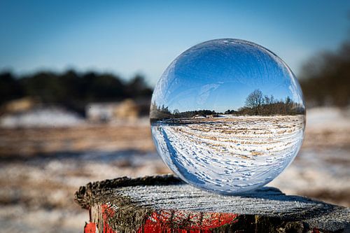 winter door een glazen bol