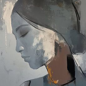 Vrouwenportret | Silent Contours van Abstract Schilderij