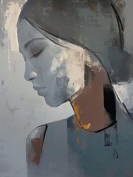 Vrouwenportret | Silent Contours van Abstract Schilderij