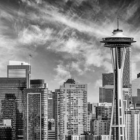Stedelijk uitzicht op Seattle - Monochroom van Melanie Viola