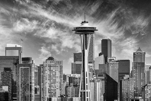 Stedelijk uitzicht op Seattle - Monochroom