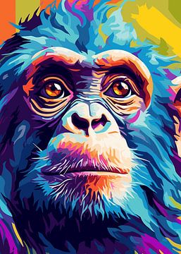 Affe Tier Pop Art Farbe Stil von Qreative