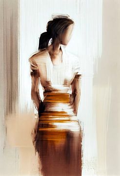 Abstracte Vrouw met Grove Penseelstreken van Maarten Knops