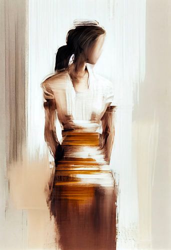 Abstract Woman with Coarse Brushstrokes by Maarten Knops