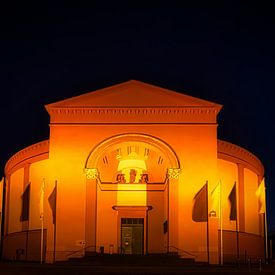 Festively illuminated Church of St. Ludwig - Dome Church Darmstadt by pixxelmixx