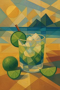 Cocktail Caipirinha avec peinture au citron vert.