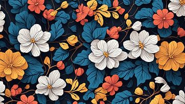 Kleurrijke bloemen patroon van Majestic Art