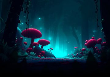 Nuit magique de la forêt de champignons sur BINEDITS