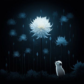 La lumière des fleurs : L'enchantement d'un chien blanc sur Karina Brouwer