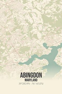 Vintage landkaart van Abingdon (Maryland), USA. van MijnStadsPoster