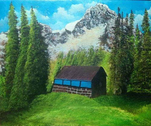Cabane isolée près de la montagne