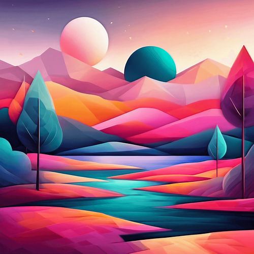 Abstract landscape with lots of colour