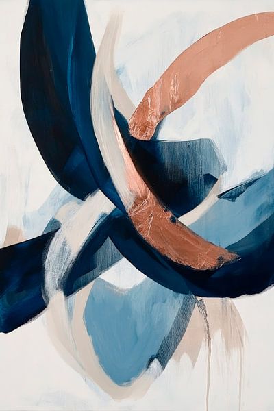 Abstrakte Formen in Blau und Beige von Poster Art Shop