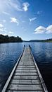 Houten steiger van Lake Mapourika in Nieuw Zeeland van Ricardo Bouman thumbnail