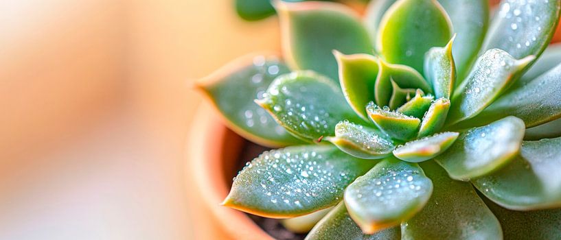 Succulent with water droplets close-up by Poster Art Shop