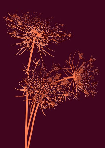 Orange branches | Illustration | Botanical | Red | Print by Jansje Kamphuis