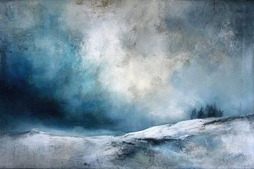 Dramatic Winter Landscape in Fine Art style - Snow, Fog and Blue Skies