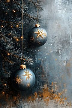 Kerstballen | Donkerblauwe Ballen met Goud van De Mooiste Kunst