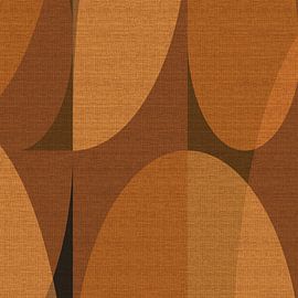 Retro geometry no. 2. Abstract shapes in brown colors on linen. by Dina Dankers