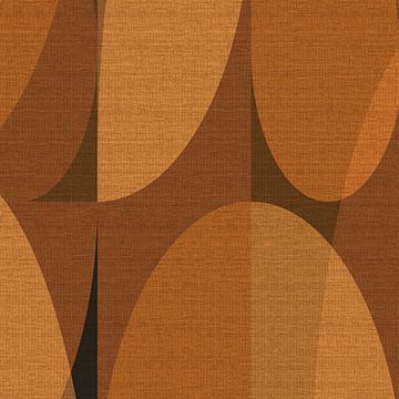 Retro-geometrie nr. 2. Abstracte vormen in bruine kleuren op linnen. van Dina Dankers