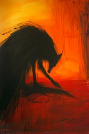 Abstract schilderij van een wolf in kleur van Art & Soul Creations