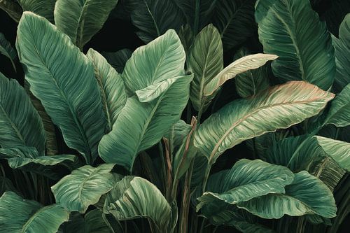 Banana leaves Tropical Depth in Dark Green Composition