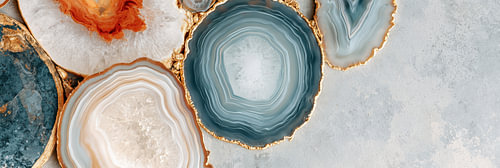 Luxury blue agate wall art with gold detailing