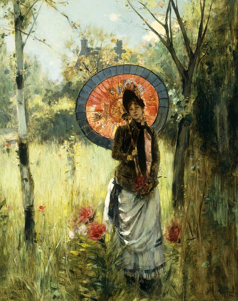 Albert Lynch,A summer walk by finemasterpiece