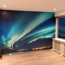 Klantfoto: Noorderlicht in het noorden van Noorwegen van Sascha Kilmer, als naadloos behang