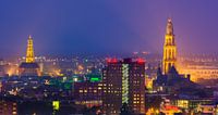 The town of Groningen town during blue hour