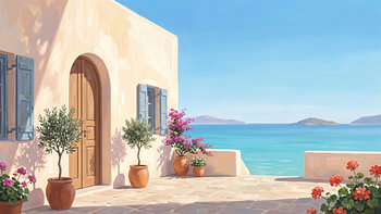 Villa am Meer mit Blick auf den azurblauen Horizont