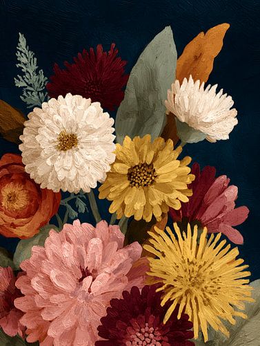 Herfstbloemen op Donkere Achtergrond