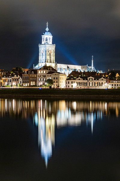 Enlightened Lebuiniskerk Deventer in the evening by Karin Riethoven