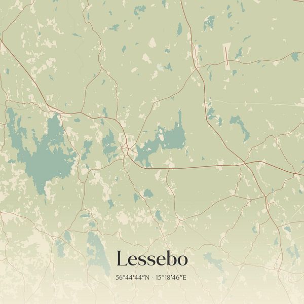 Vintage map of Lessebo, Sweden. by Prints of Place