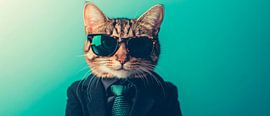 Schicke Katze im Anzug und Sonnenbrille von Poster Art Shop