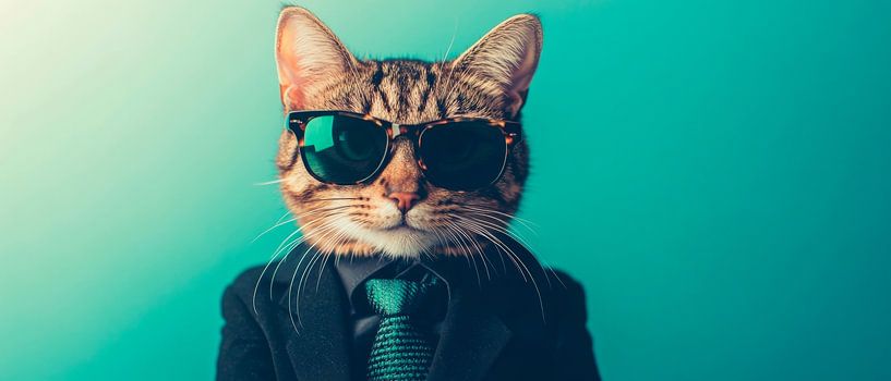 Chic cat in a suit and sunglasses by Poster Art Shop