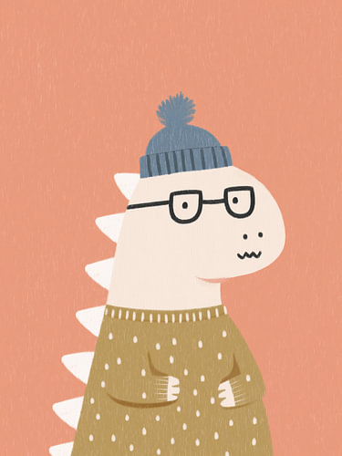 Hipster-Dino mit Brille – Lustiges Kinderzimmerbild