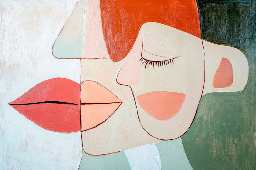 Abstrakte Gesichter in sanften Farben von Poster Art Shop