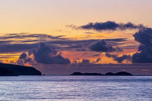 Zonsondergang op de Noordzee bij de Shetlandeilanden