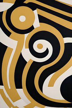 Geometrische spel zwart wit oker - Art Deco van Lily van Riemsdijk - Art Prints with Color