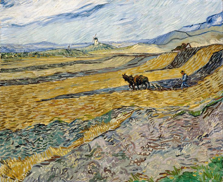 Vincent van Gogh. Field with farmer by 1000 Schilderijen