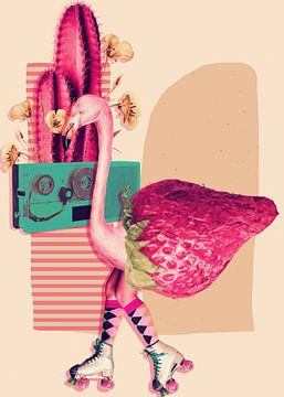 The retro flamingo van Gisela- Art for You