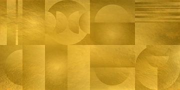Abstracte geometrische vormen in goud. Retro geometrie nr. 6 van Dina Dankers
