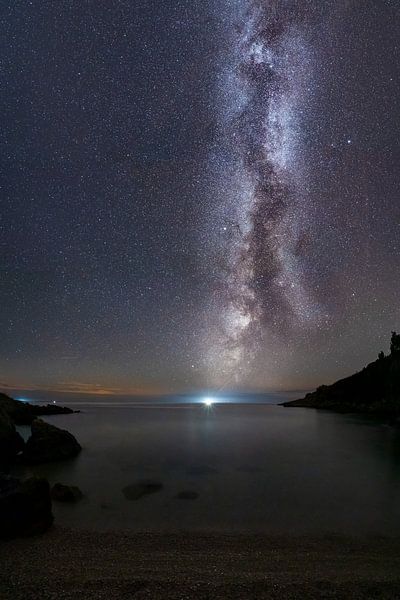 Mountain road over the Mediterranean Adriatic Sea from the island of Hvar in Croatia by Daniel Pahmeier