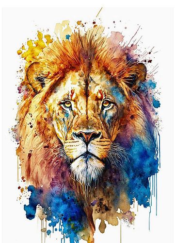 Leeuw aquarelverf