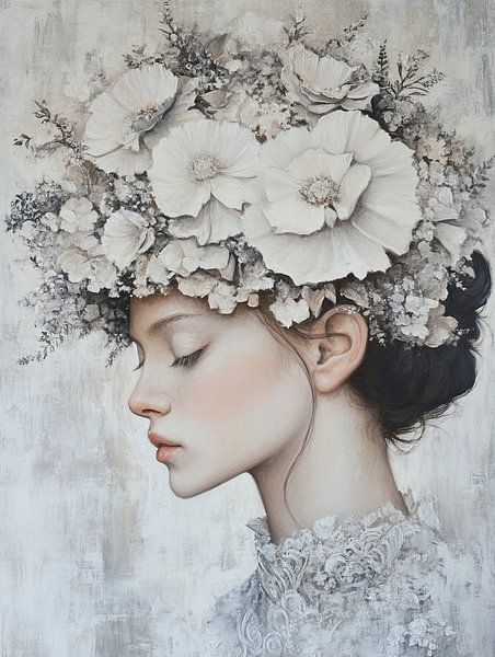 Flower profile | Women's Wreath by ARTEO Paintings